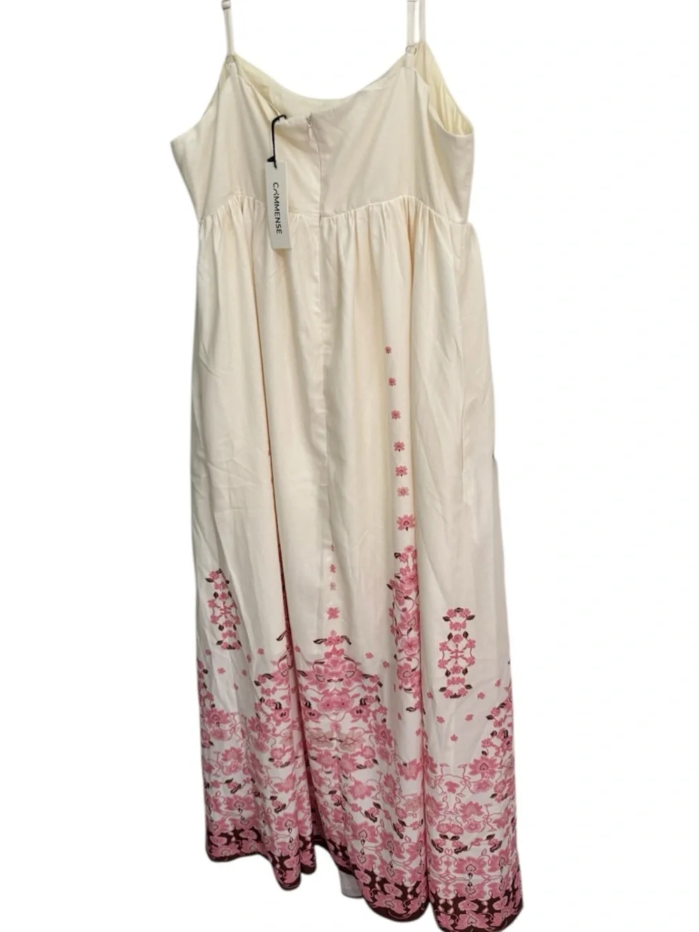 Commense Ivory Maxi Dress with Pink Floral Border - Picture 6 of 12